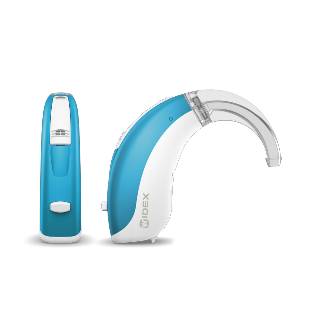 2010 Widex BB2BTE312 Double MediterraneanTurquoise White Hearing aid Shadow